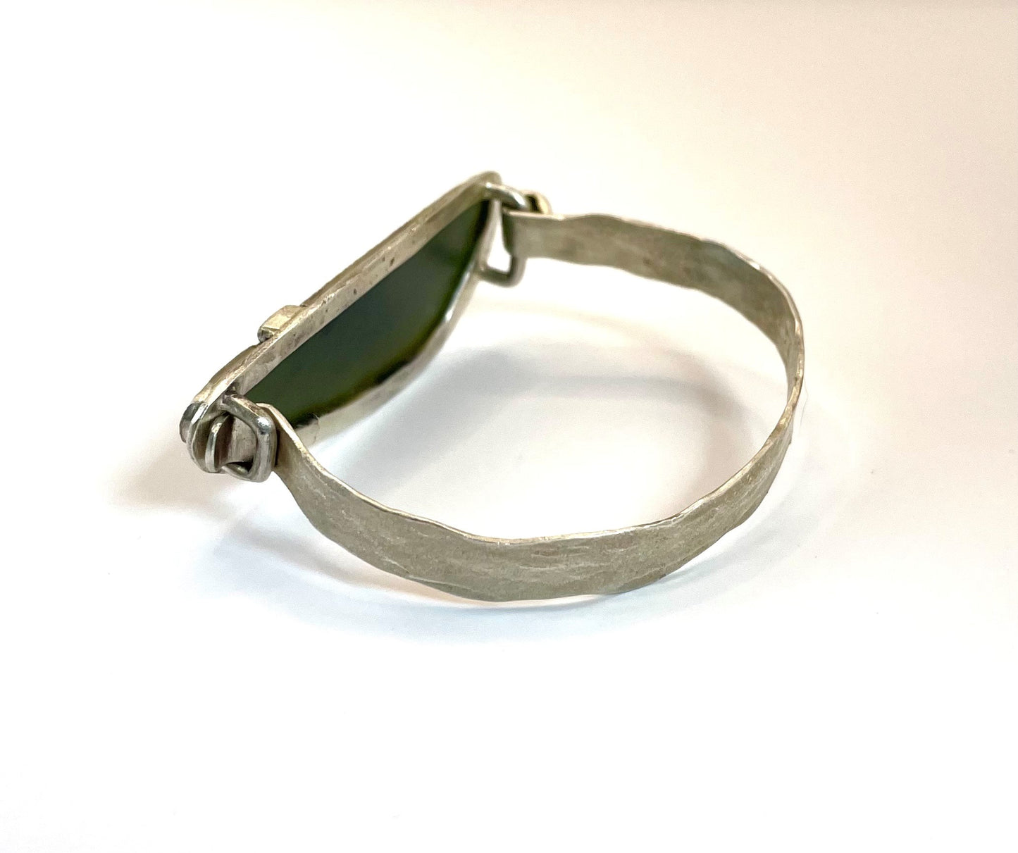 Bezel set Pounamu and Silver clasp Bracelet