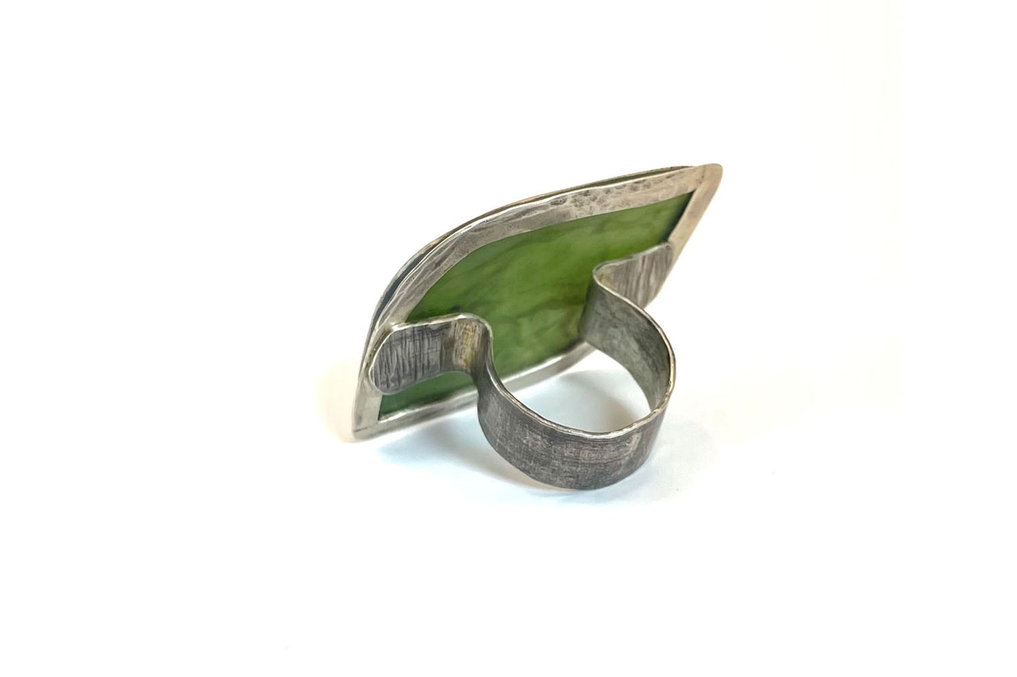 Large Bezel set Pounamu and Silver Ring
