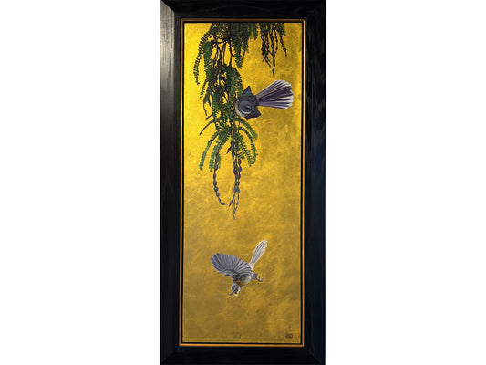 Winter’s Kōwhai with Pīwakawaka