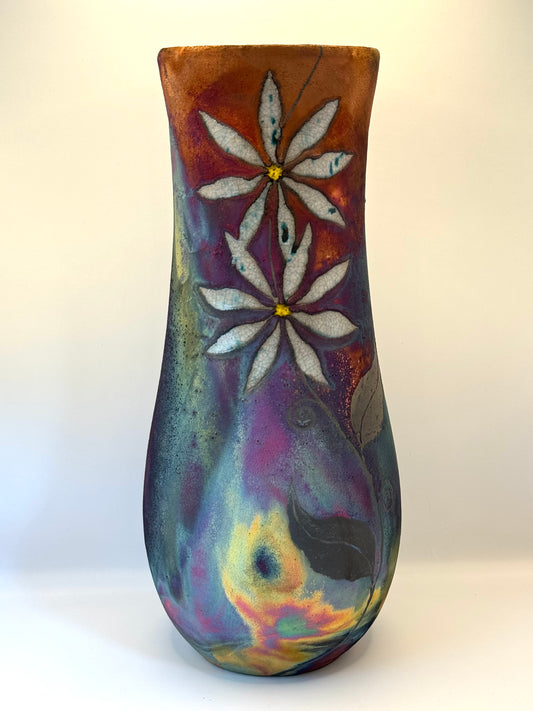 Raku Vessel Clematis Paniculata (#158)