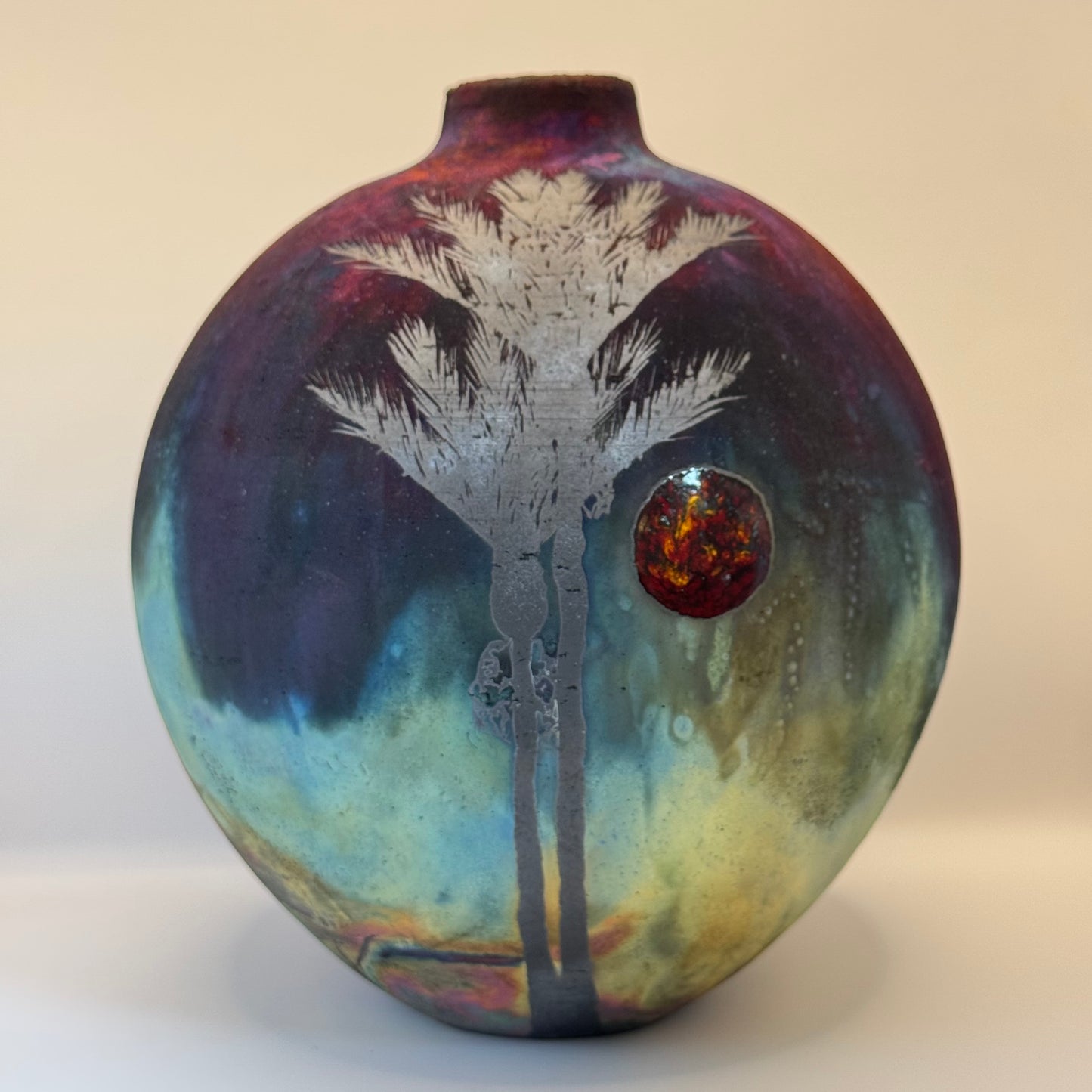 Raku Vessel Nikau's Sun (#159)