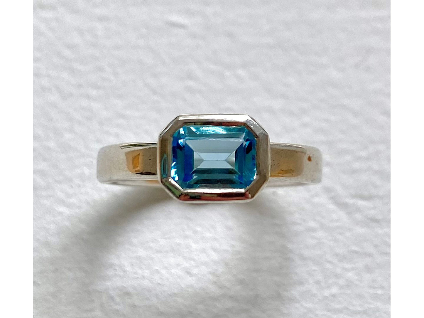 Emerald Cut Sterling Silver Ring - Topaz