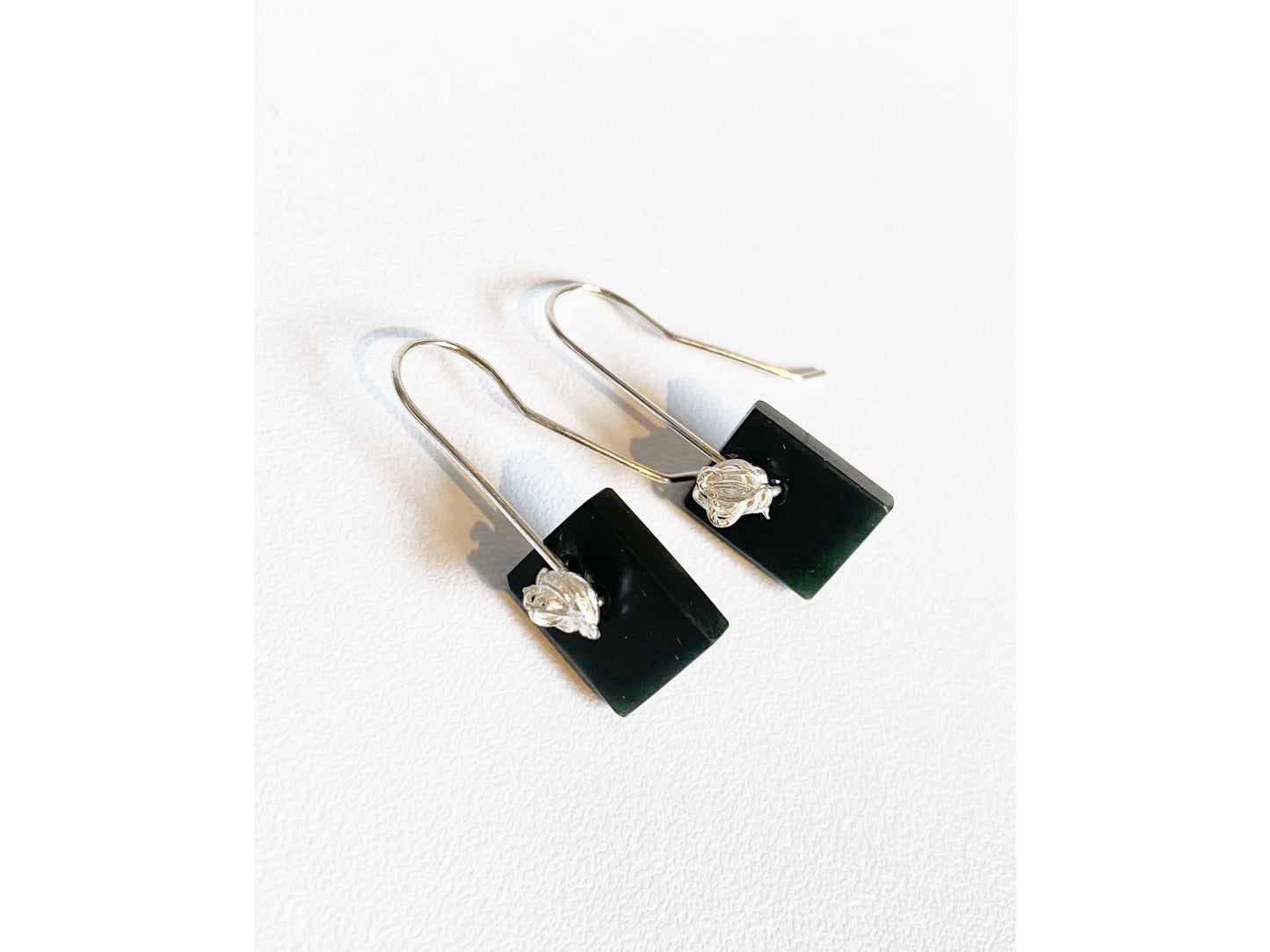 Square Earrings with Reticulated Silver