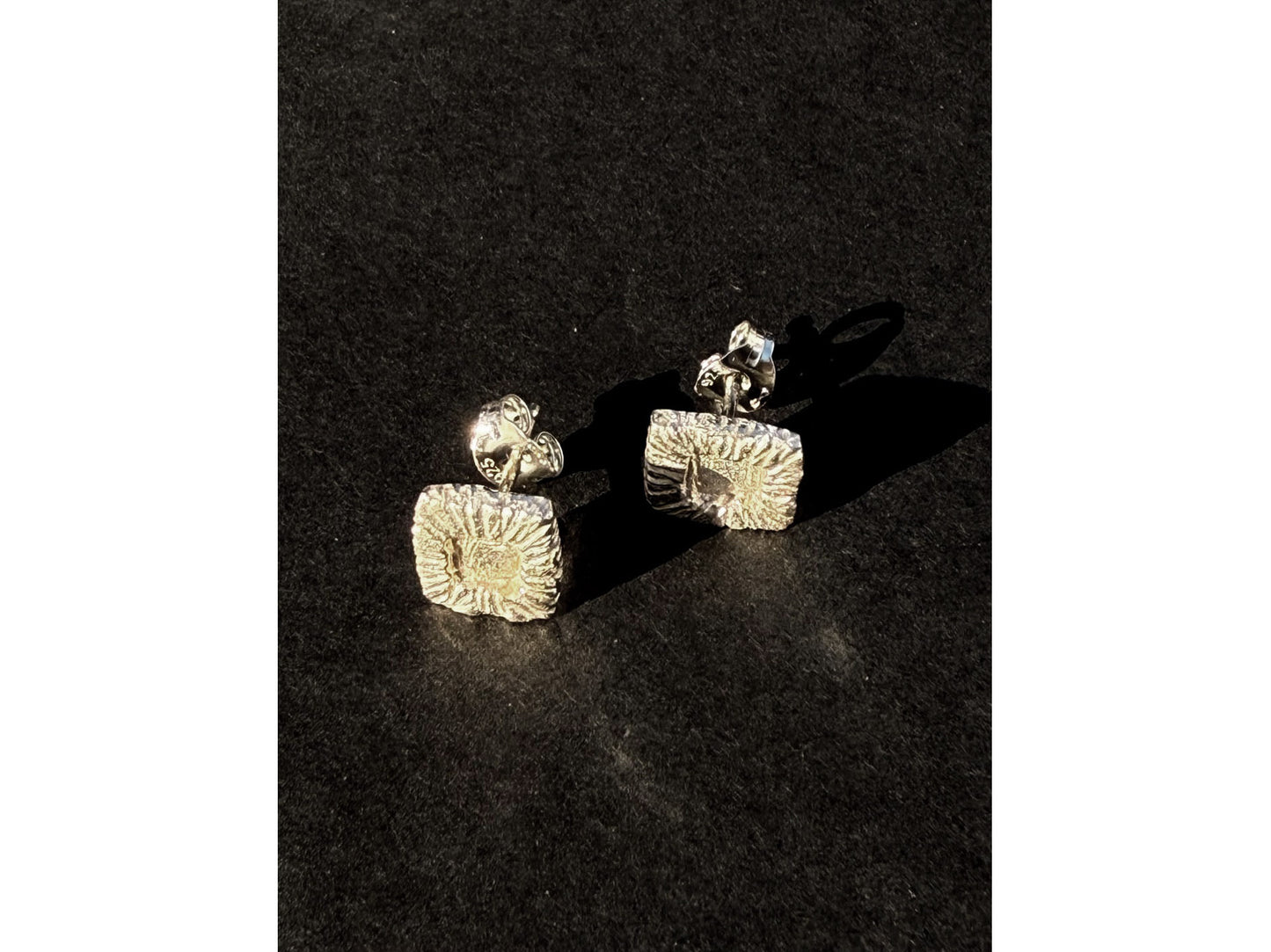 Strata Rectangle Silver Stud Earrings