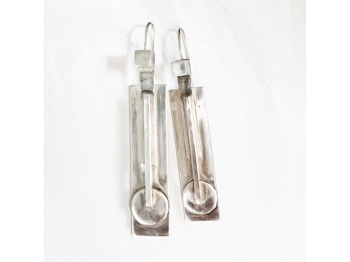 Long Geometric Silver earrings