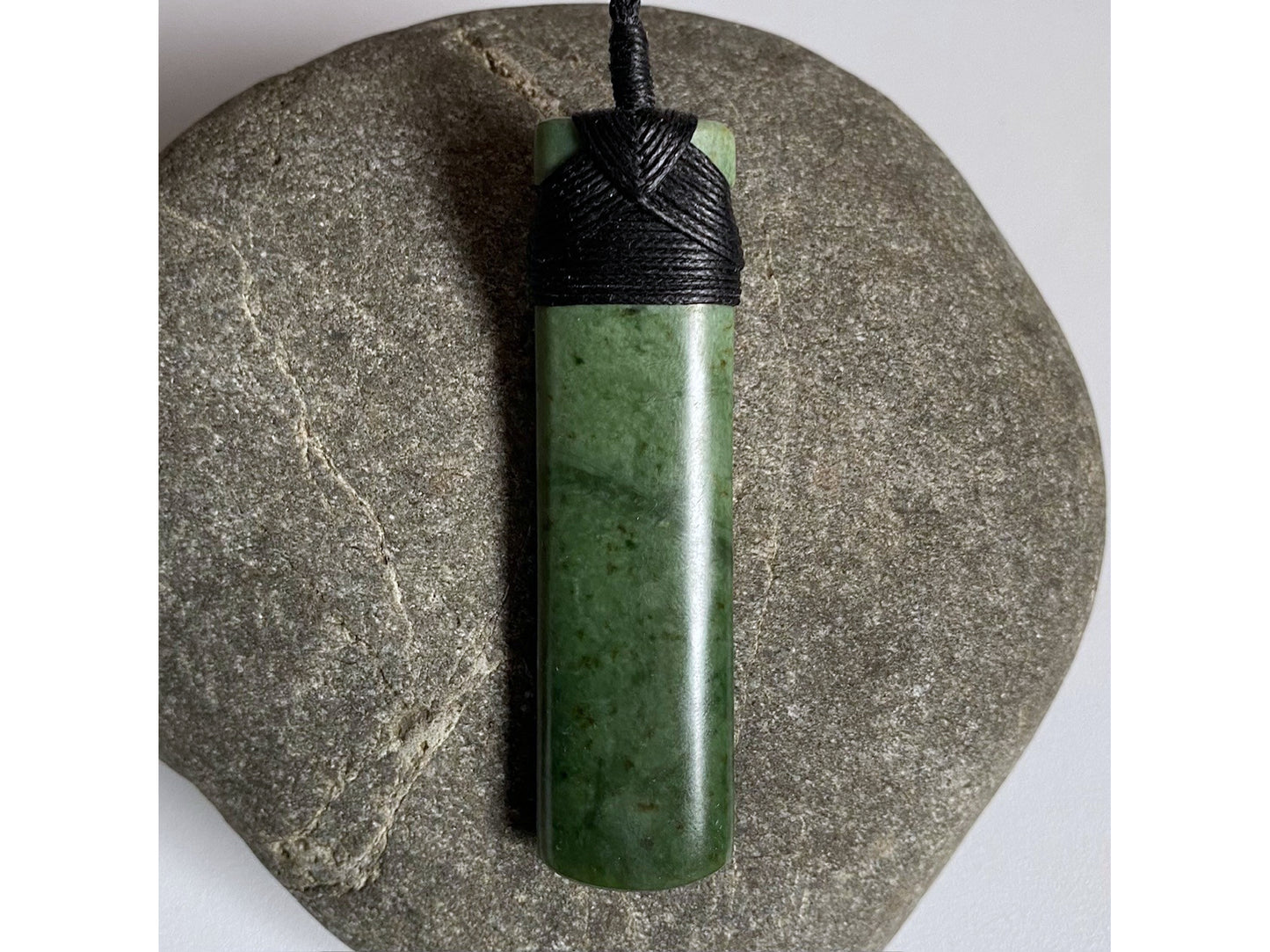 Hei Toki Kawakawa Pounamu Pendant (black cord)