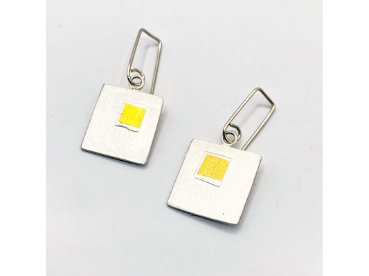 Squares ER  - Sterling Silver, 24ct Gold Keum Boo