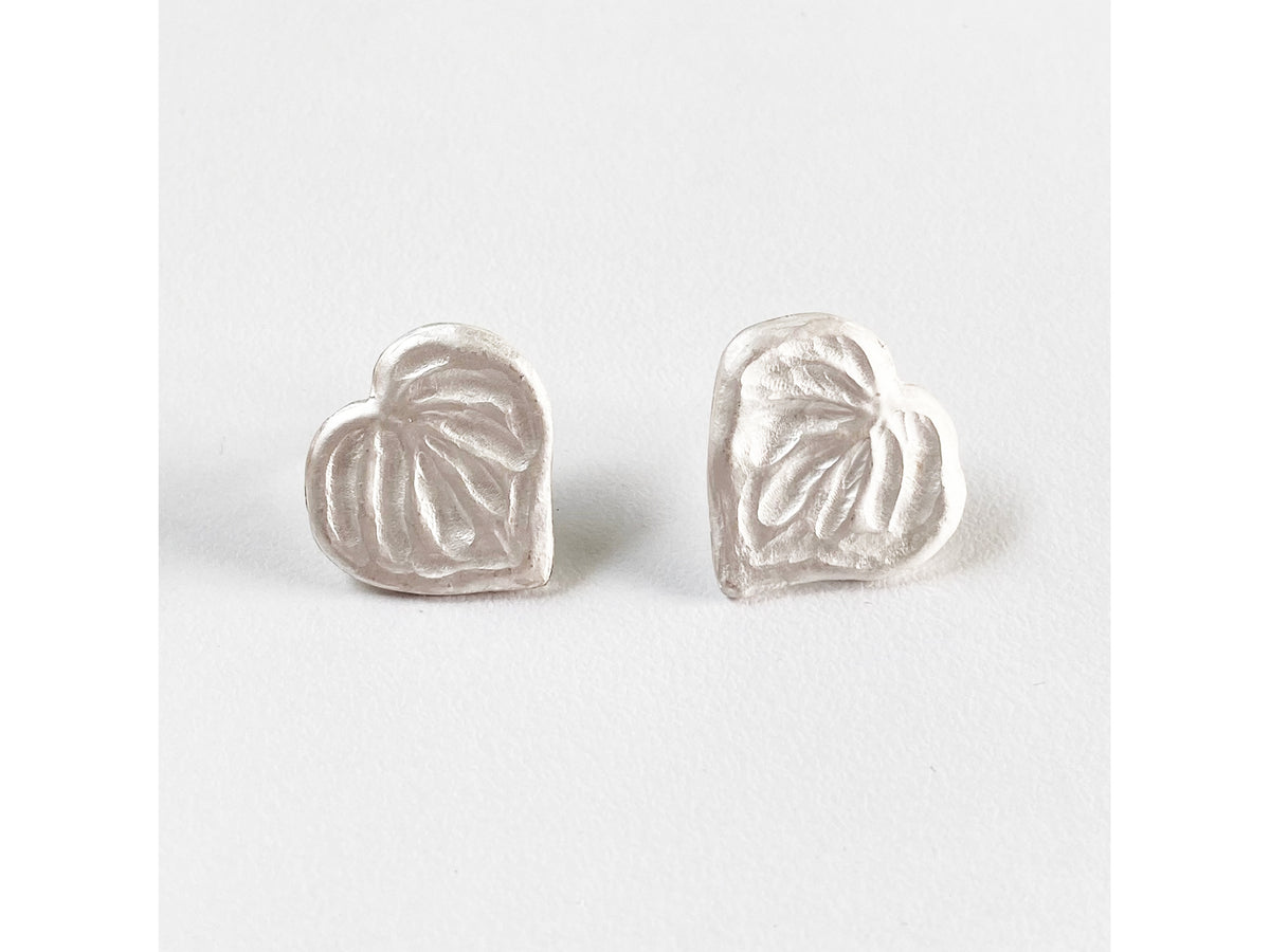 Small fine silver kawakawa stud earrings