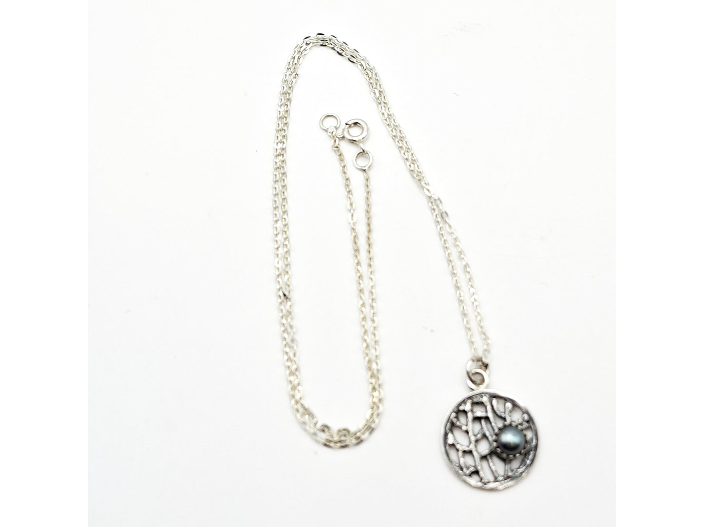 Silver Tiny Coral Pearl Necklace