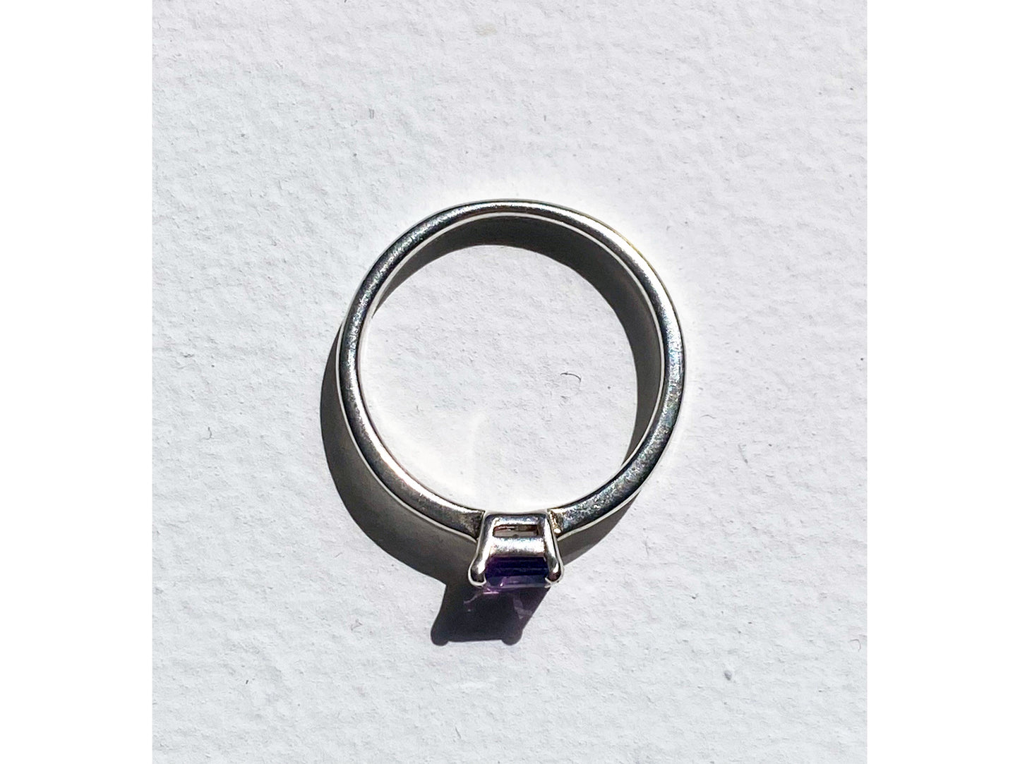 Emerald Cut Amethyst Claw Set Ring