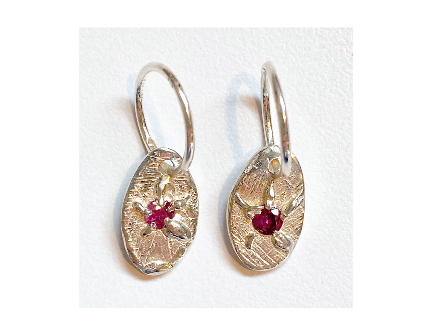 Oval Nebula Gem Sleeper Ruby earrings