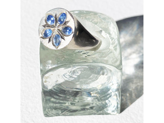 Star Borage Ring with Ceylon Sapphires