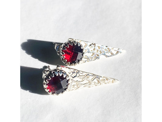 Garnet Regal Triangle Earrings