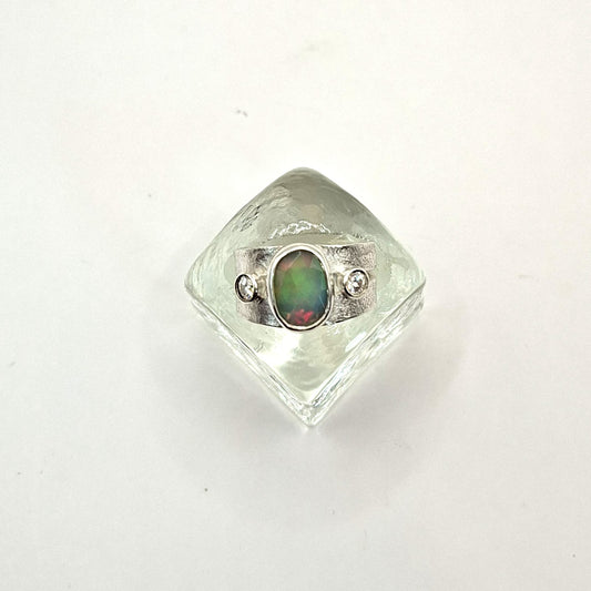 Sterling Silver and Rose cut Opal ring