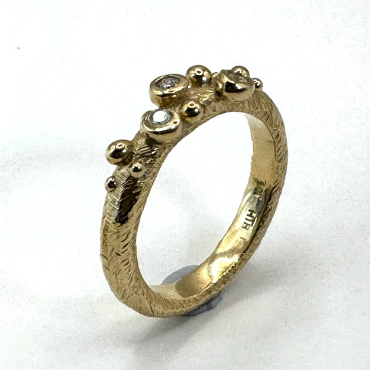 Cluster Bobble Ring (S) - 9ct/gold/diamonds
