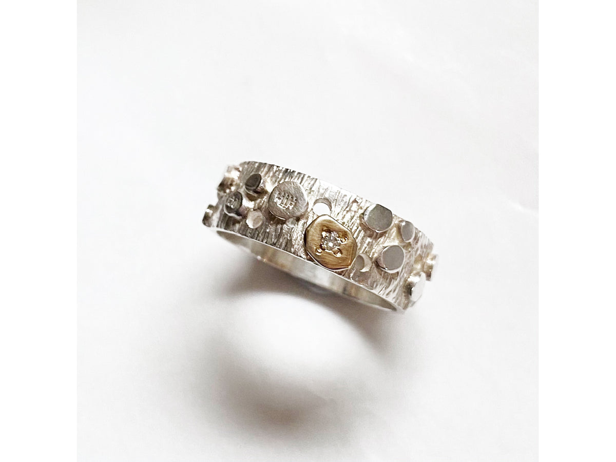 Silver Matariki Ring with Sparkle #2