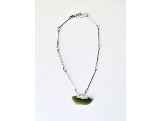 Jade pendant with silver chain