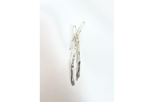 Long Silver Fused Earrings