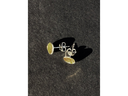 Small Concave Silver + Gold Studs