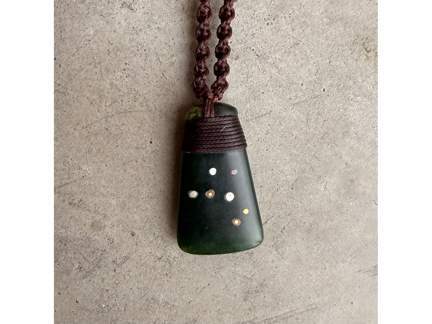 Pounamu Hei Toki matariki, copper silver and gold inlay