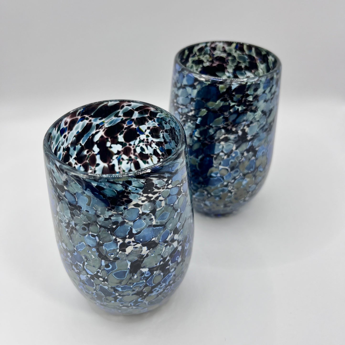 Glass Tumbler - Black + Blue Lustre