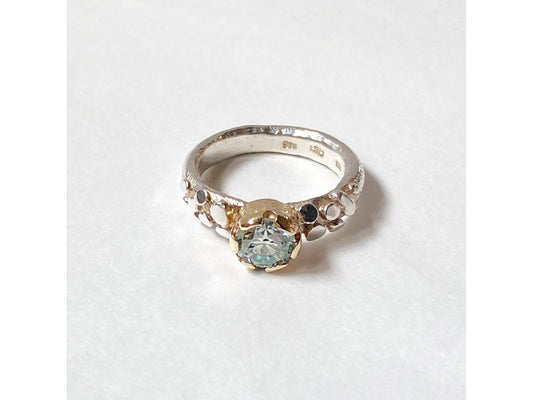 Blue Moissanite Ring