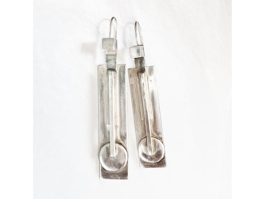 Long Geometric Silver earrings