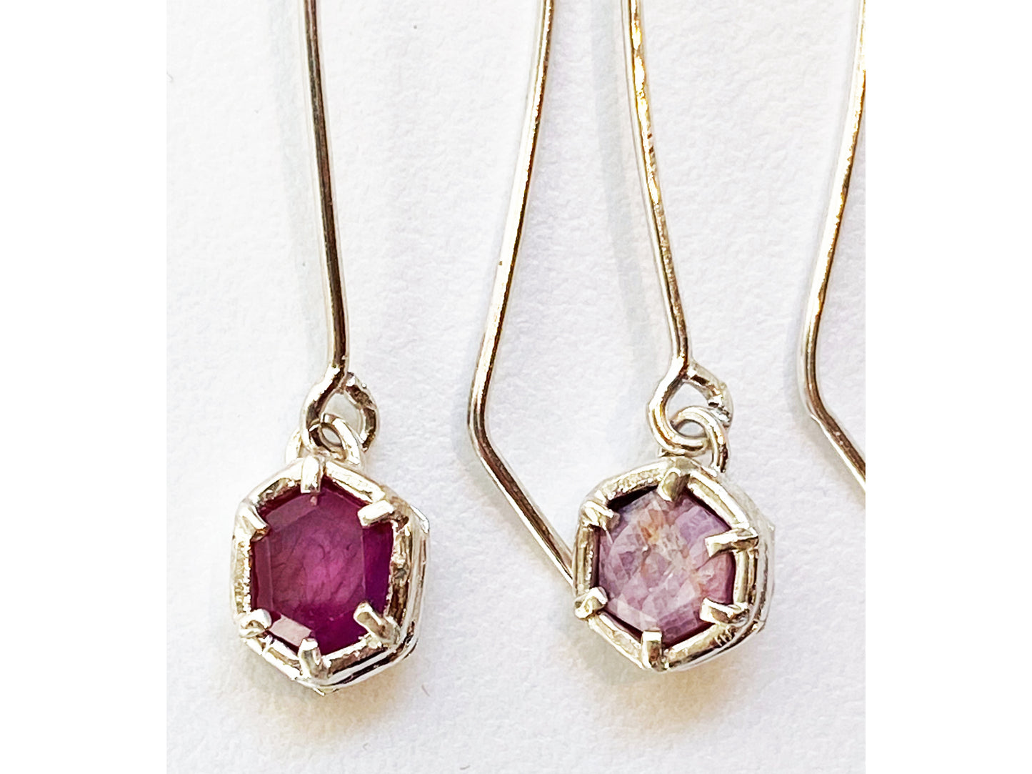 Drops future artifacts Pink sapphire hexagons in different hues + silver