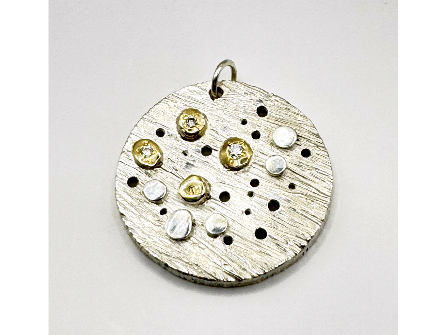 Matariki Pendant Top - Silver/9ct gold/moissanite