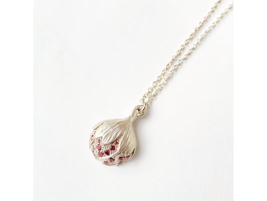 Peony Bud Necklace with Flame Sapphires