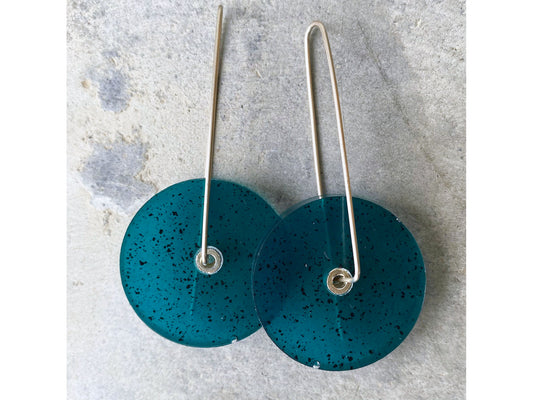 Sterling silver and resin circle earrings - Turquoise