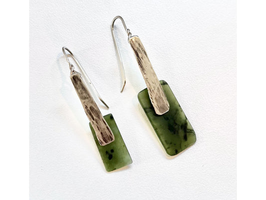 Silver small jade earrings
