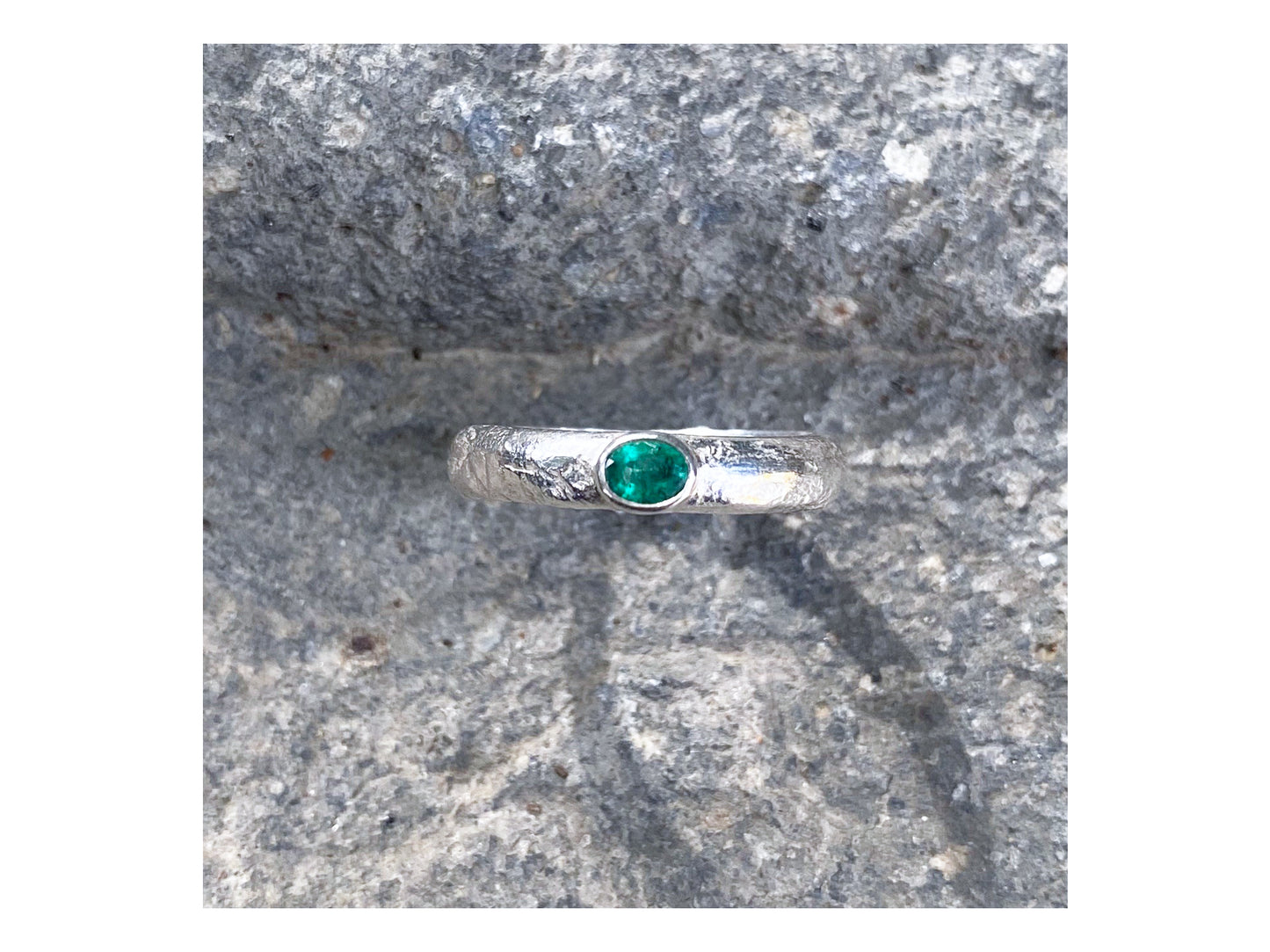 Sterling Silver and Emerald Ring