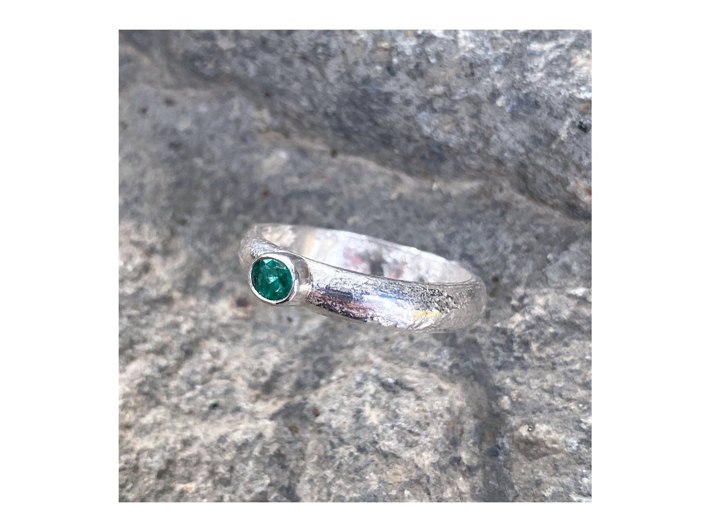 Sterling Silver and Emerald Ring