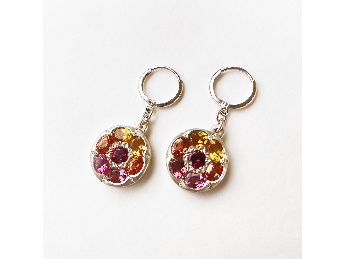Sunset Porthole ER - Sterling silver, citrines, garnets, tourmalines