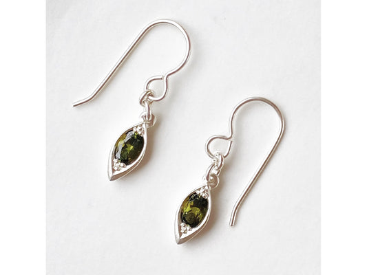 Leaf Drop Earrings with Green Tourmalines