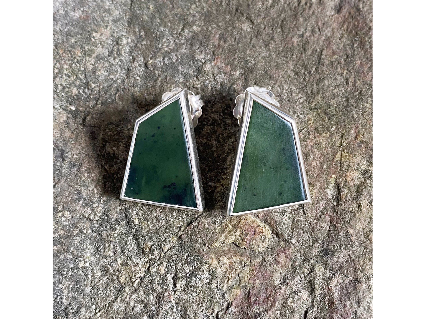 Asymmetric Pounamu Silver Studs