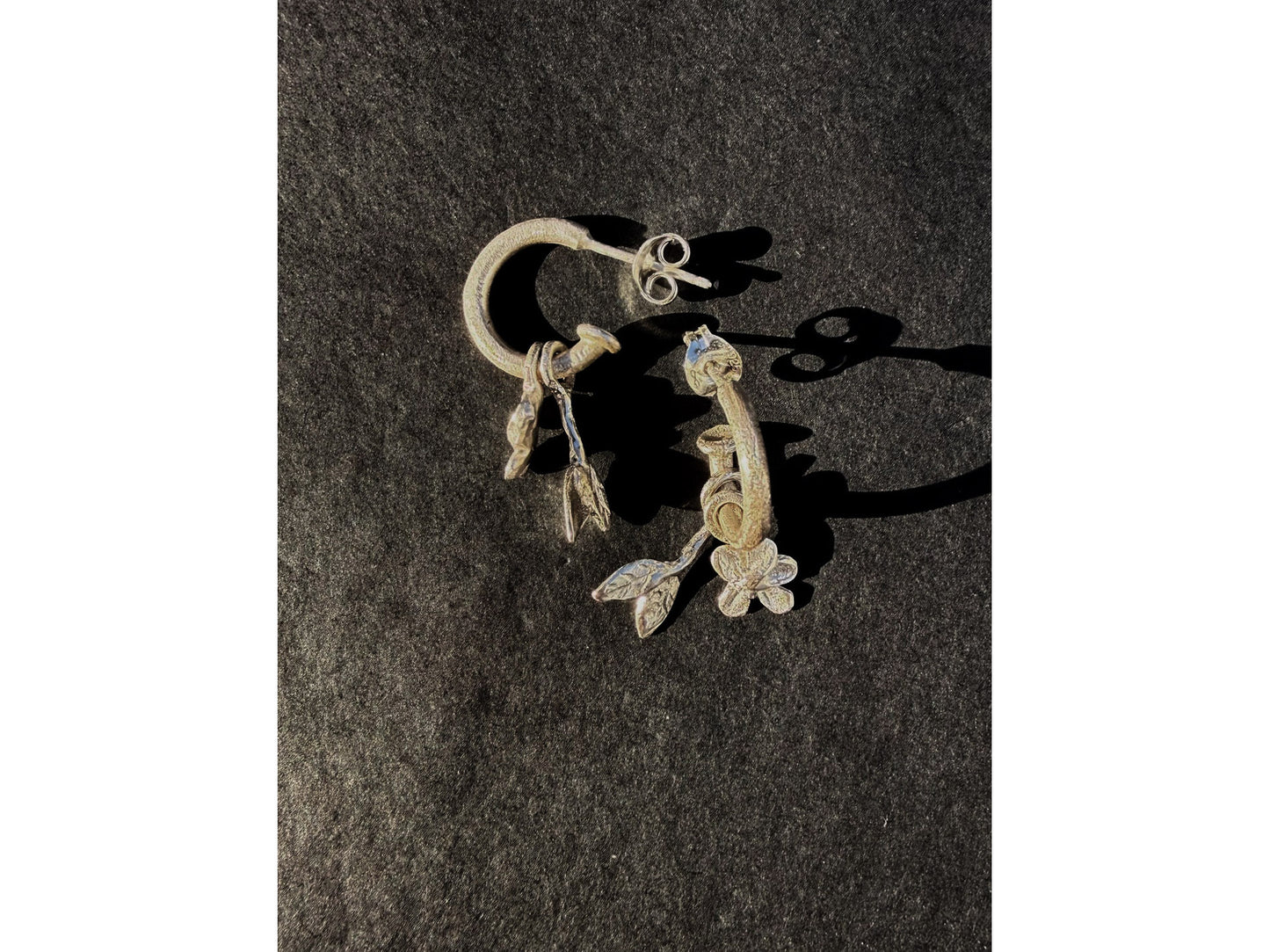 Plum Blossom Charm & Hoop Earrings