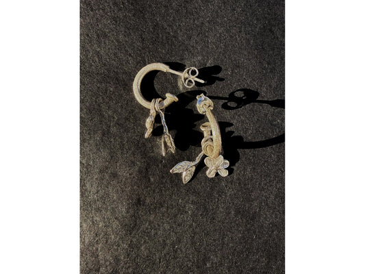 Plum Blossom Charm & Hoop Earrings