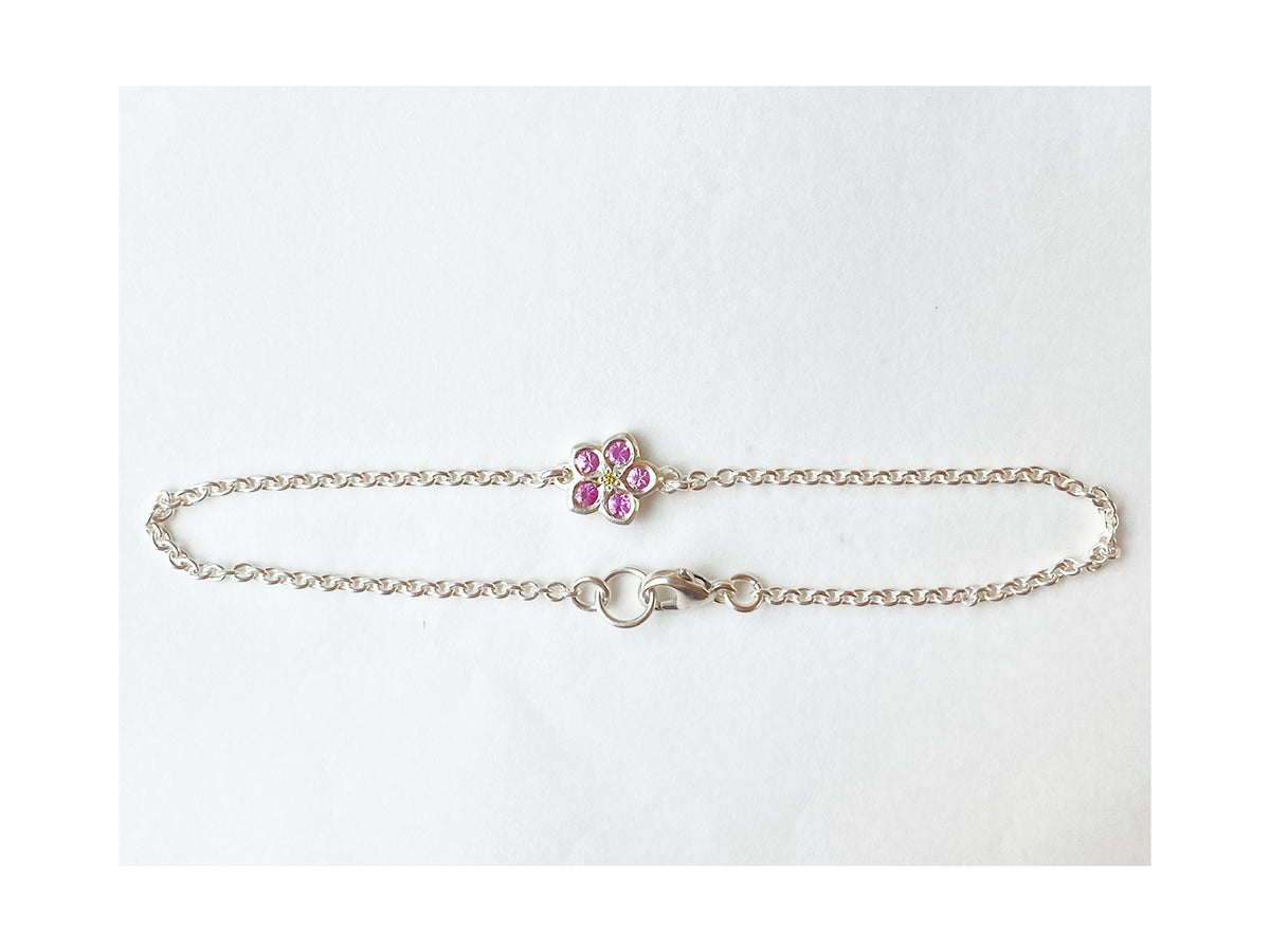 Pink Forget-me-not Bracelet - Sapphire and yellow diamond