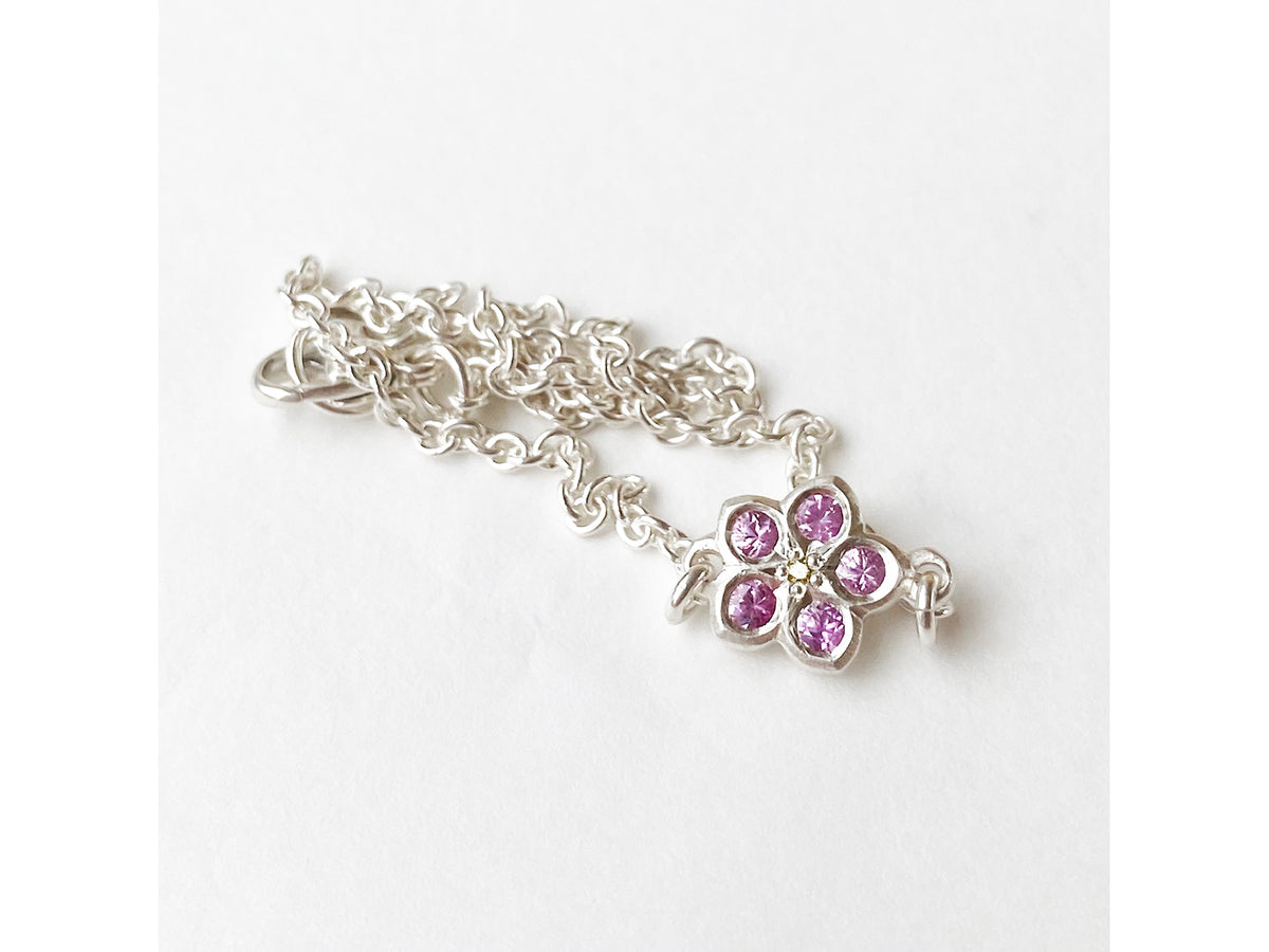 Pink Forget-me-not Bracelet - Sapphire and yellow diamond