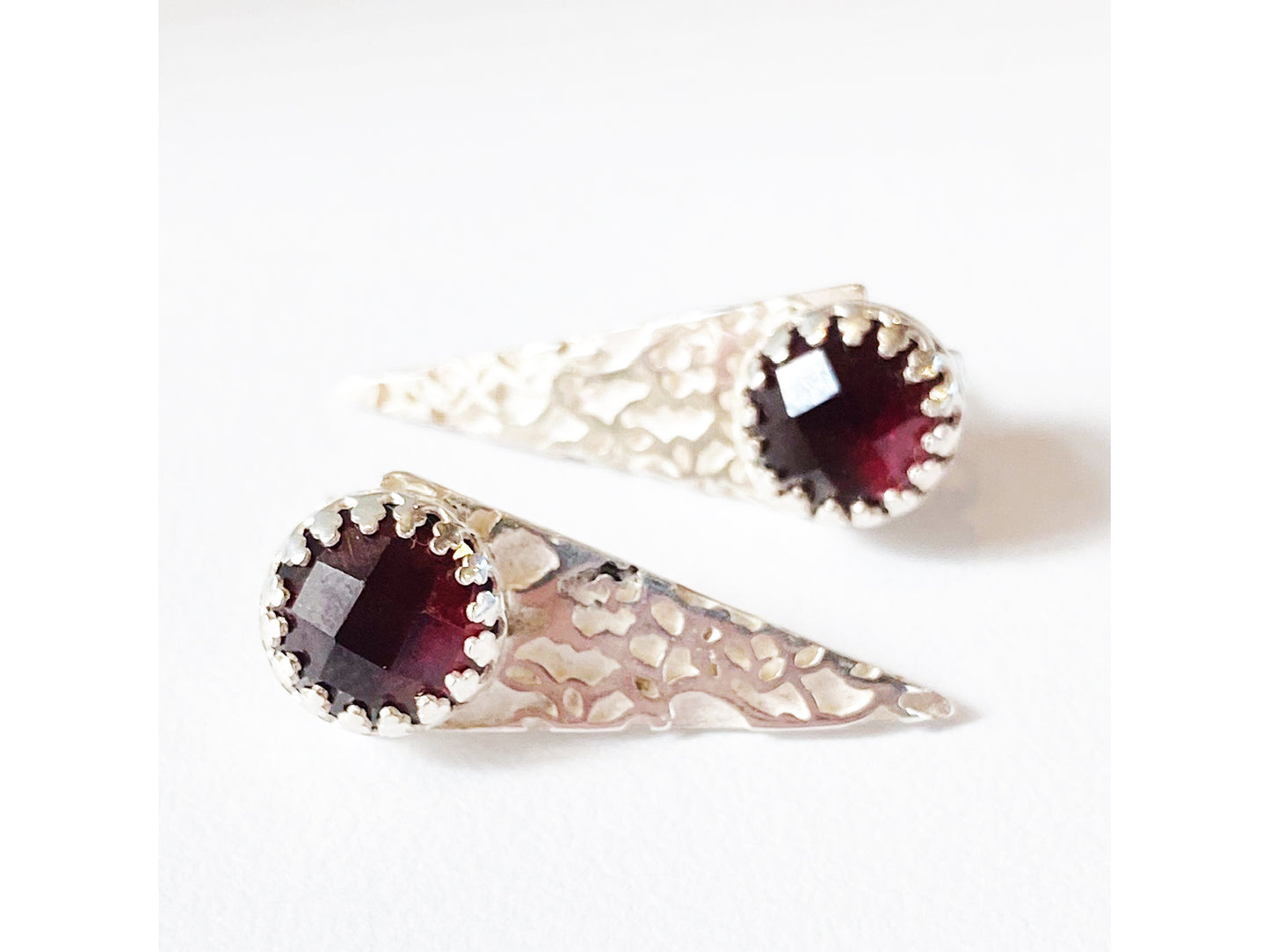 Garnet Regal Triangle Earrings