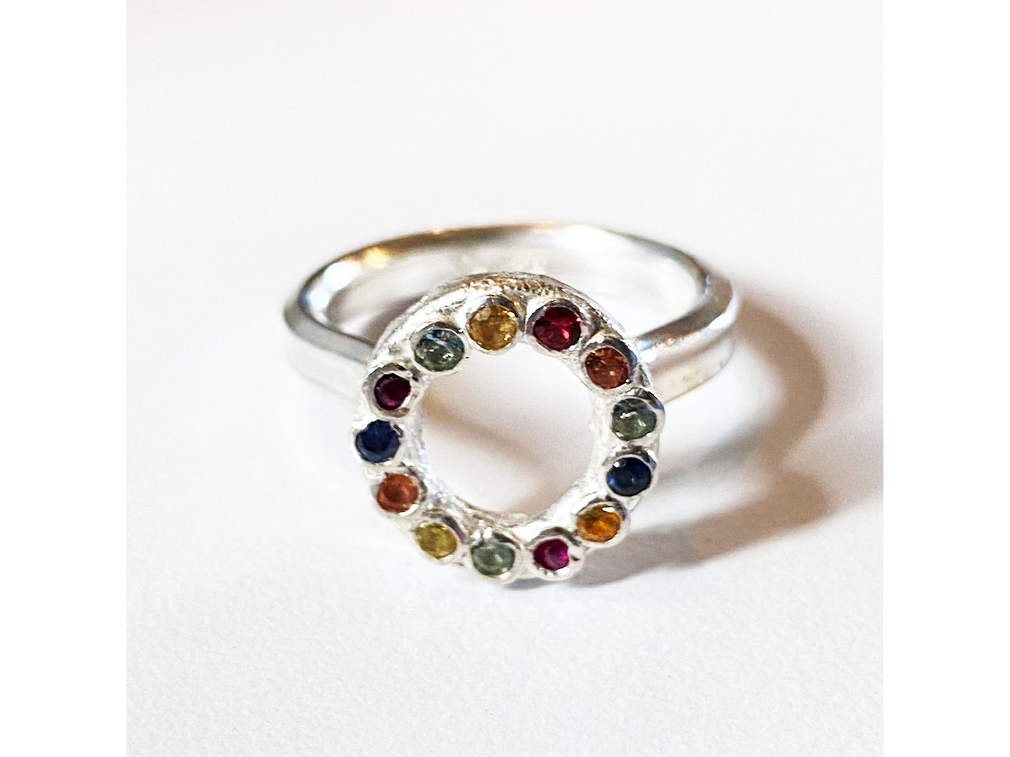 Ring future artifacts Sapphire halo + silver