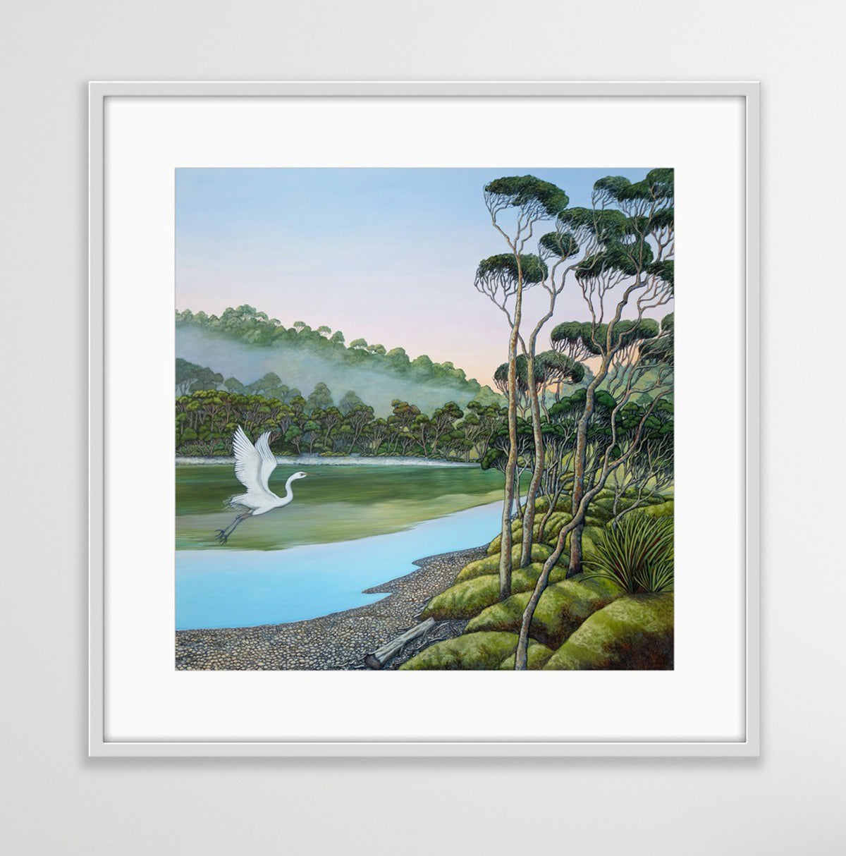 Arrival of the Sacred Kotuku (framed print)
