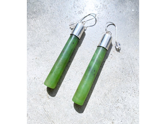 Large Round Pounamu earrings