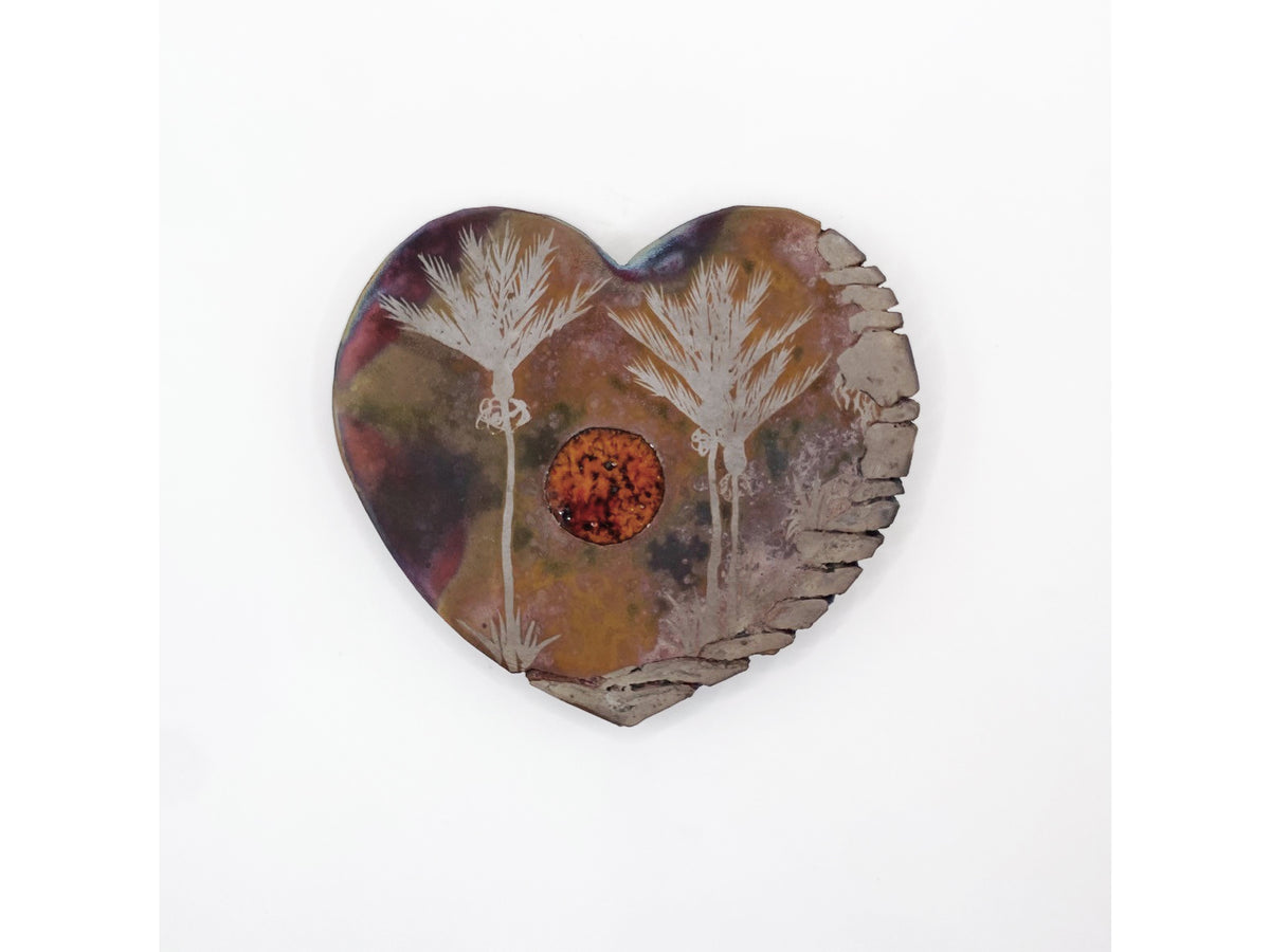 Raku Wall Tile Nikau Sun Heart