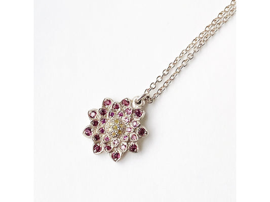 Dahlia Necklace - Sterling silver + garnets