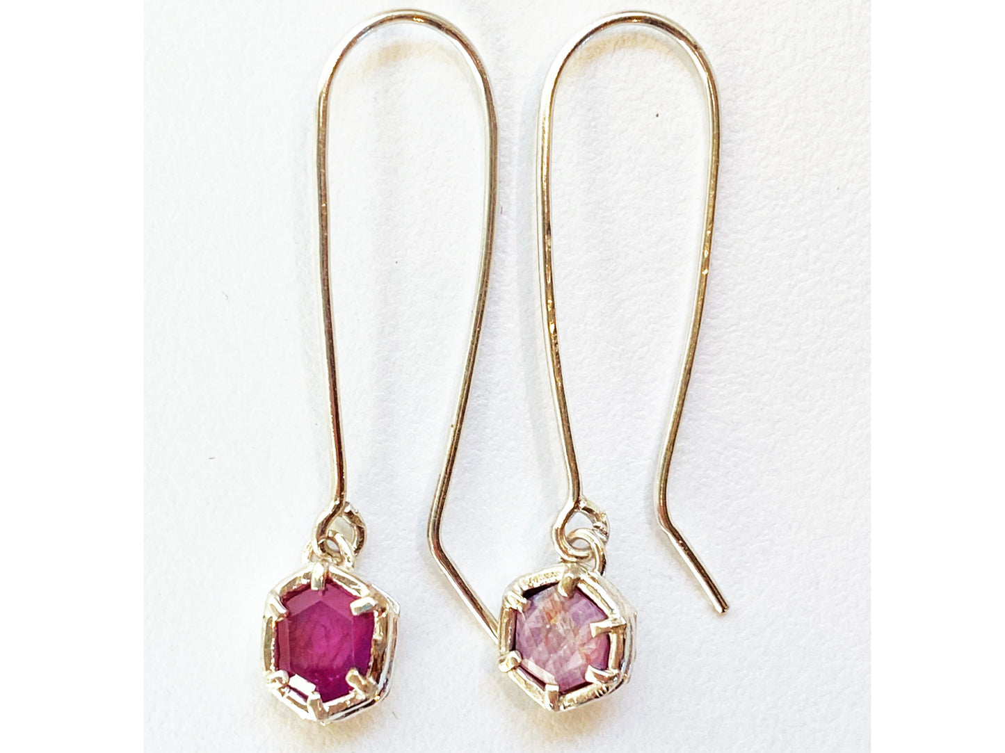 Drops future artifacts Pink sapphire hexagons in different hues + silver