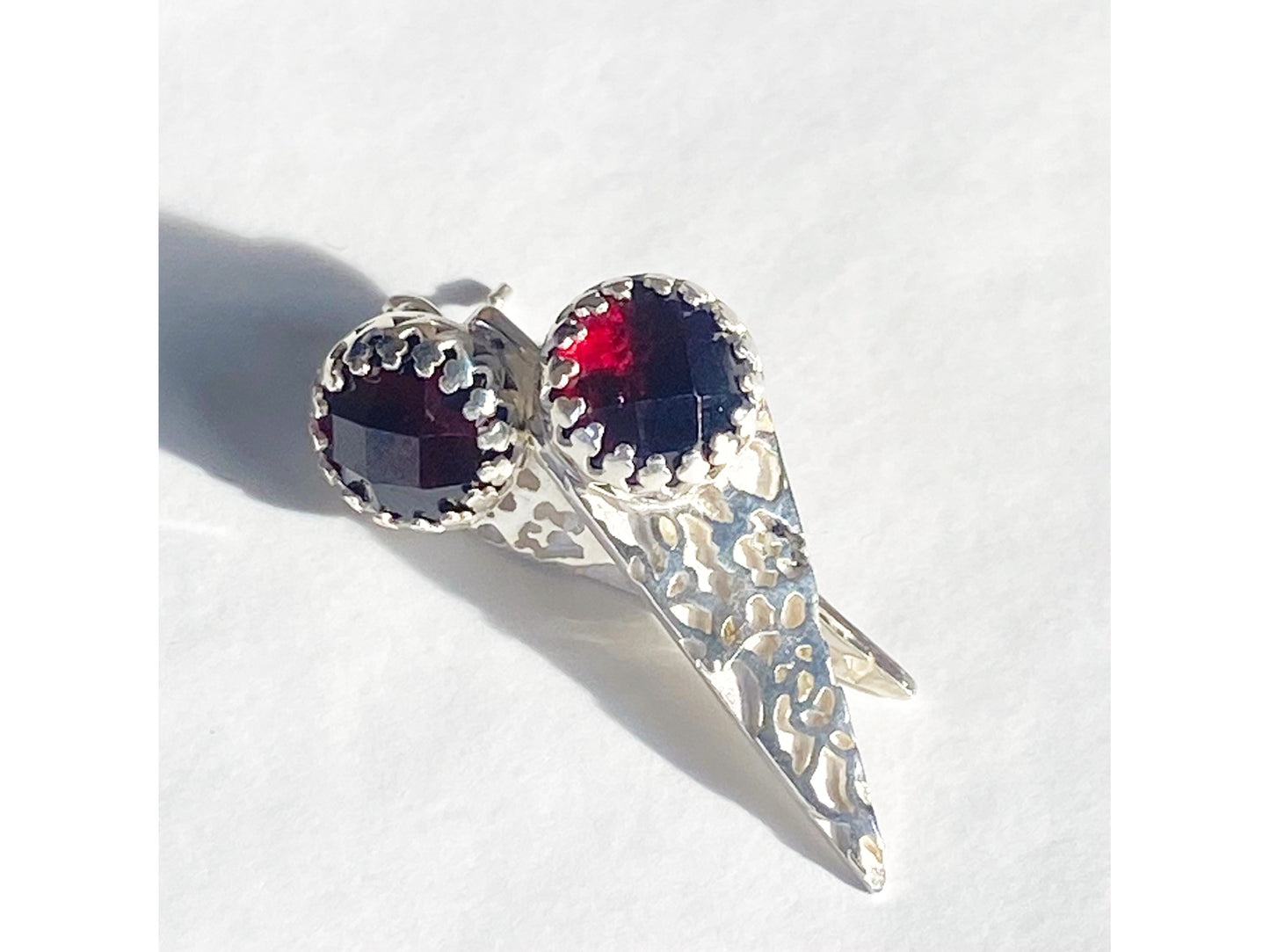 Garnet Regal Triangle Earrings