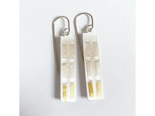 Short  Dash Earrings - Sterling Silver 24ct Gold Keum Boo